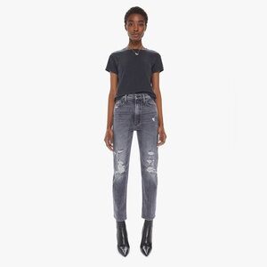 Mother Superior high waisted rider ankle black straight jean